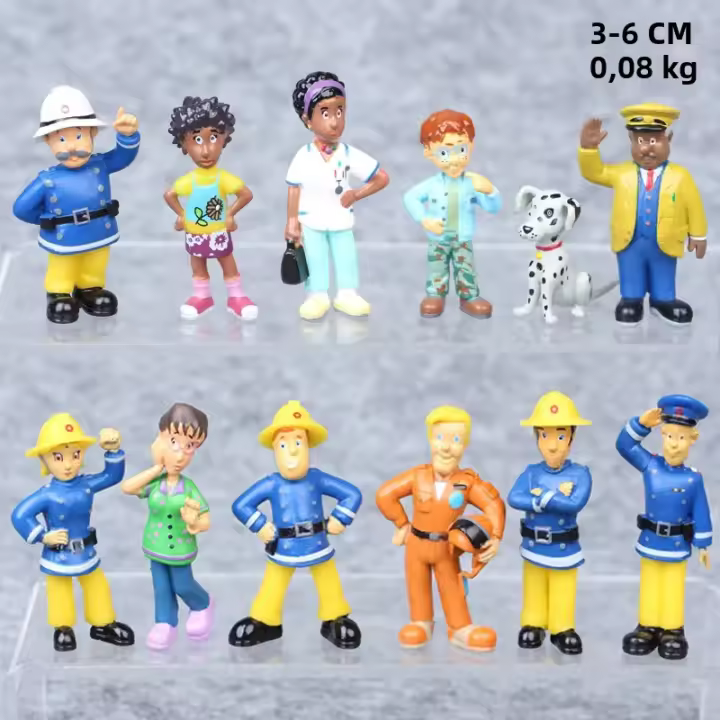 Juguete De Acción Fireman Sam 12Pcs/set Figura De Modelo PVC De Anime Lutador De Fuego Para Niños Y Niñas Regalo De Cumpleaños O Navidad - 1