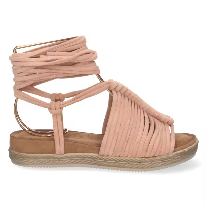 Davinia Shoes Sandalia Plana para Mujer, Comodas, con Cierre de Tiras al Tobillo, Primavera Verano 2022 Shoes&Blues.es 1AF-1666-Rosa - 1