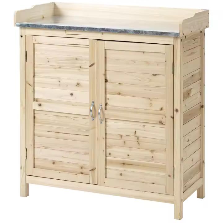 Armaria de Jardín, Mesa de Plantación con armarario Bajo, Madera, armarario de artículos With 2 estantes, Caseta de Jardín, Caseta de Jardín, naturaleza - 1