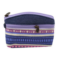 Monedero De Tela De Algodón Para Mujer Y Niñas Con Doble Cierre Monedero Porta Llaves Y Tarjetas Estilo Étnico Y Geométrico - details 15