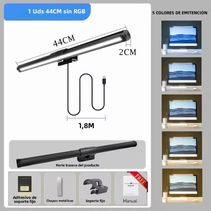 Lámpara De Escritorio LED RGB USB Para Monitor Curvo Sin Etapas Luz De Ambiente Para Escritorio Iluminación Moderna Con Control Táctil - 1