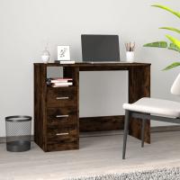 vidaXL Escritorio cajones madera contrachapada 102x50x76 cm en color Negro/Roble ahumado/Roble artisan y más | estructura resistente ideal para salón dormitorio o estudio - details 1