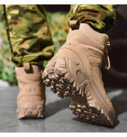 Botas De Combate Desérticas Para Hombres Botas Tácticas De Entrenamiento Especial Fuerzas Botas De Montañismo Ligeros Antideslizantes Suela De TPR Cubierta Superior De Cuero De Vaca - details 10