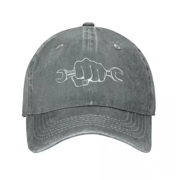 Gorro De Béisbol Unisex Protección Solar Estilo Casual Ajustable Para Todas Las Estaciones Con Diseño Divertido De Mecánico Sosteniendo Un Llave De Fijación De Motocicleta - 1