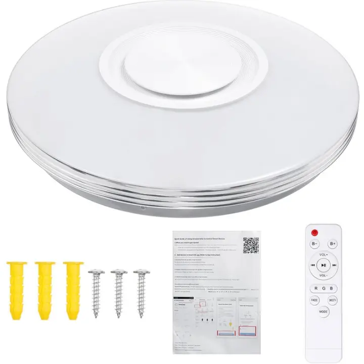 Lámpara de techo LED regulable RGB, Luz Musical que cambia de Color con altavoz Bluetooth Dia.30cm, Control Remoto + WIFI - 1