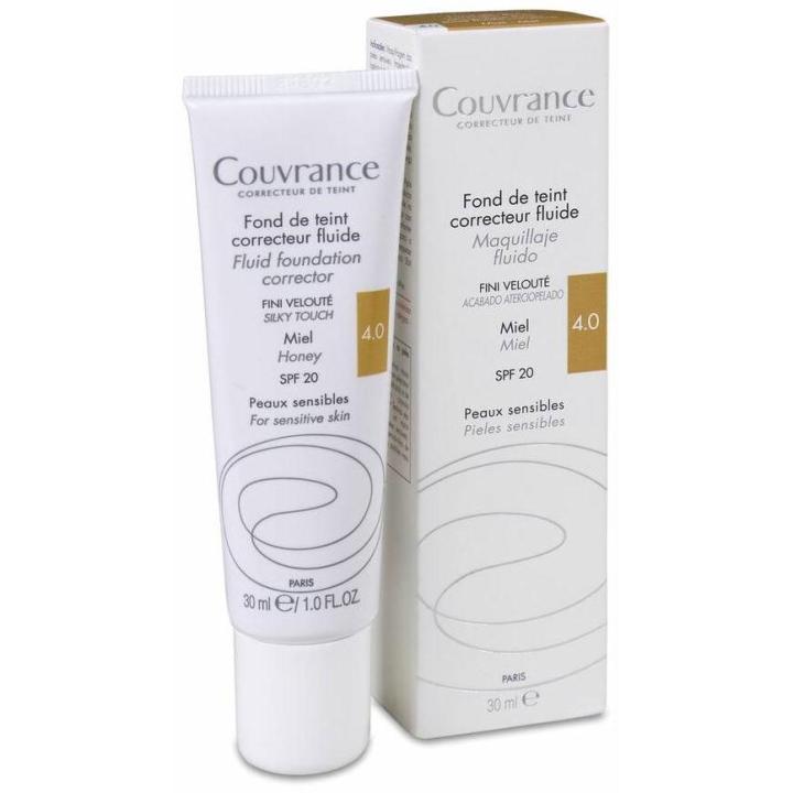 Avène Couvrance Maquillaje Fluido Acabado Seda Spf 20 Tono Miel, 30 Ml