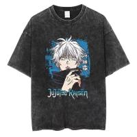Camiseta Harajuku Japón Anime Streetwear Gráfico Algodón Verano Manga Corta Impresión Jujutsu Kaisen Vintage Lavada Para Hombre - details 14