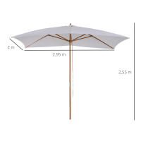 Outsunny Sombrilla Terraza Exterior 295x200 cm con Mástil de Madera Varillas de Bambú y Polea Parasol de Jardín Rectangular Impermeable para Patio o Terraza Estilo Clásico Blanco - details 2