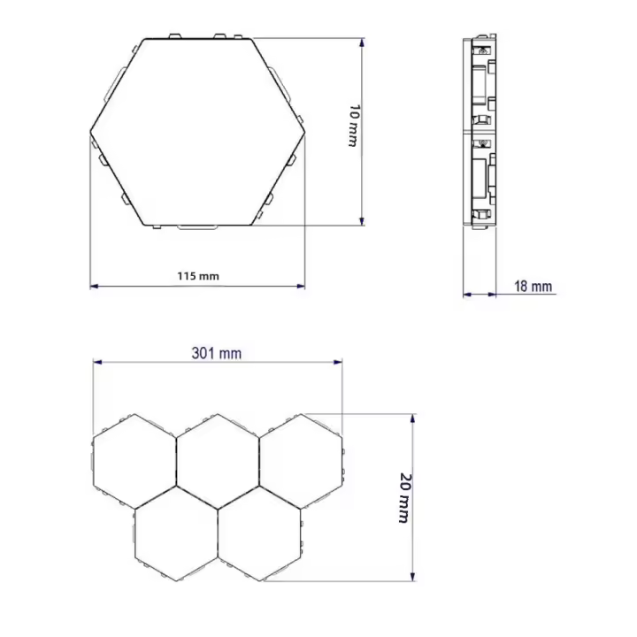 Lámpara De Pared LED Hexagonal Con Interruptor Táctil Smart Home Para Dormitorio Y Sala De Estar Luz Nocturna Cuantum AC 110 220V - 1