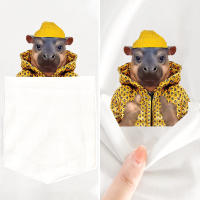 Camiseta De Algodón HX Con Diseño De Elefante Divertido Y Dedo Medio Doble Bolsillo Para Hombres Ropa Casual De Manga Corta - details 7