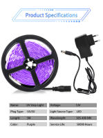 Tira De Luz UV LED 5M 300LEDs DC 12V Para Decoración De Dormitorio Y Cocina Lámpara Flexible De Desinfección Y Iluminación - details 2