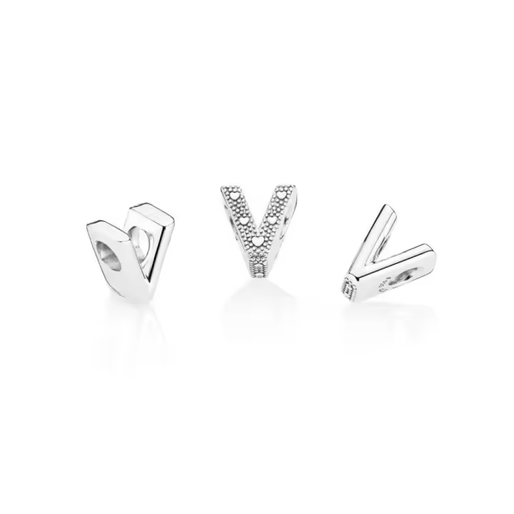 Charm Pandora de Plata Inicial Letra V - Joyería Mujer - 1