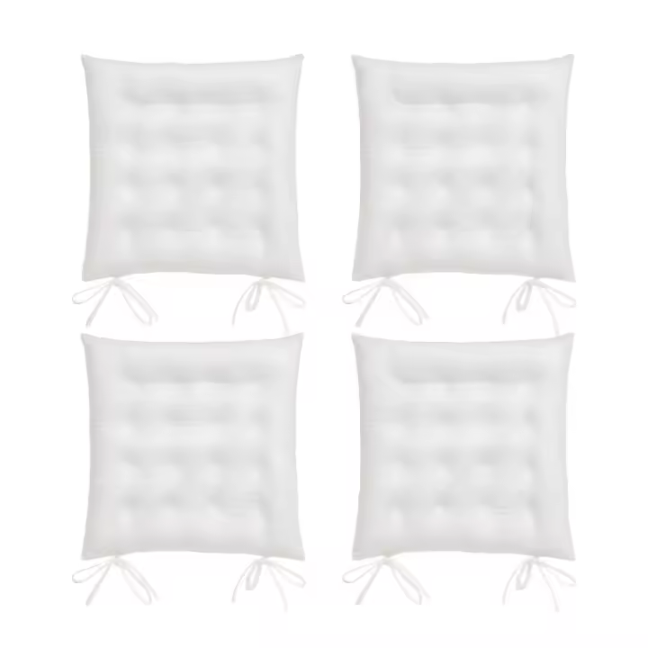 Dcasa Set de 4 cojines acolchados para silla blanco roto de antelina de 40x40 cm - 1