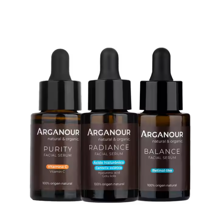Pack 3 Sérums Faciales Arganour 100% Natural para Hidratación Antioxidante y Antienvejecimiento - 1