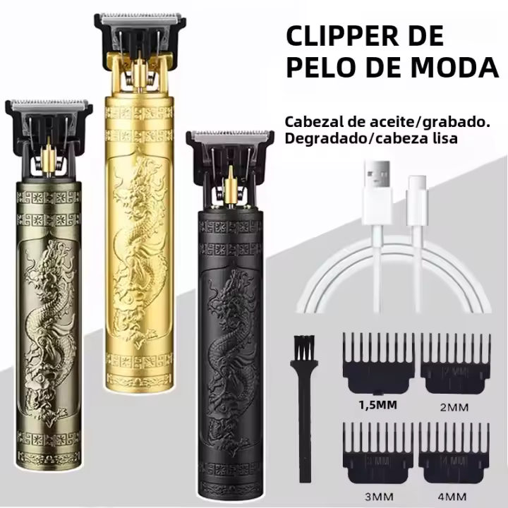 Cortadora De Cabello Eléctrica Recargable T9 Vintage Para Hombres Máquina De Corte De Pelo Con Precisión Afeitadora De Pusher - 1