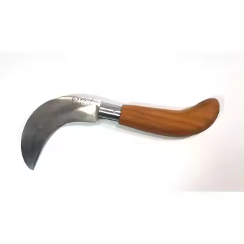 Navaja curva acero inoxidable Flores Cortes Tranchete de recolección fruta vendimia 100mm. Robusta y reforzada navaja curva  con mango de madera de cocobolo. - 1