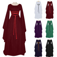 Vestido Medieval Vintage Para Mujer Disfraz De Bruja De Halloween Vestido Gótico De Noche De Fiesta Disfraz De Vampiro Estilo Retro Américano - details 0