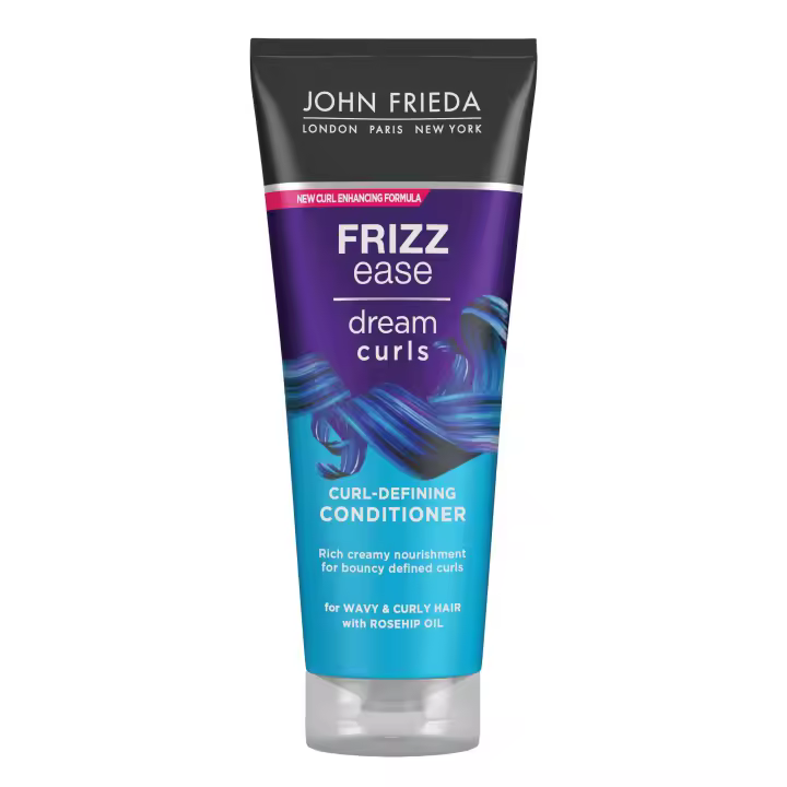 JOHN FRIEDA - Acondicionador Dream Curls 200 ml, Define e Intensifica Rizos, Restaura la Elasticidad, Fórmula Enriquecida con Aceite de Rosa Mosqueta, Protección Térmica - 1