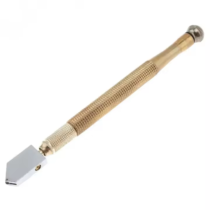 Tradineur - Cortador de Cristal - Hoja de hierro cromado y mango de metal - Longitud de 170 mm - Herramienta de bricolaje y corte - 1