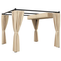 Outsunny Pérgola de Jardín 3x3 m Cenador para Exterior con Techo y Paredes Laterales Retráctil Marco Metálico Impermeable para Terraza Patio Beige - details 0