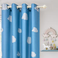 Cortinas Infantiles Azules Con Dibujos Animados Para Dormitorio Cortinas De Nube Para Sala De Estar Y Cuarto De Bebé Semi-Blackout Panel De Ventana - details 1
