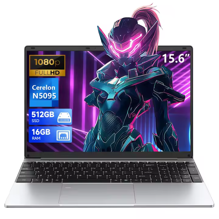 Portátil Vanwin 15,6, 16GB RAM, 512GB SSD, Procesador Intel Celeron n5095, WiFi 5G/2,4G, Mini HDMI, USB 3,0*2, teclado Español, Bluetooth, desbloqueo por Huella Digital - 1