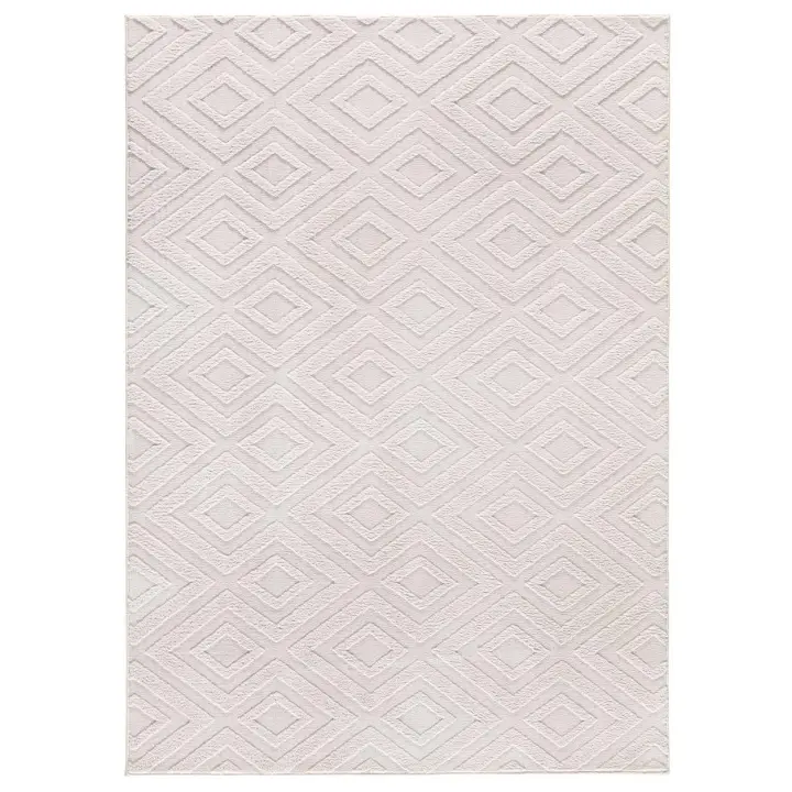 ATTICGO Alfombra de Interior de Estilo Geométrico con relieve en Crema - ESTILO 23061 | 60X110, 80X150, 120X170, 160X230, 200X290 cm - 1