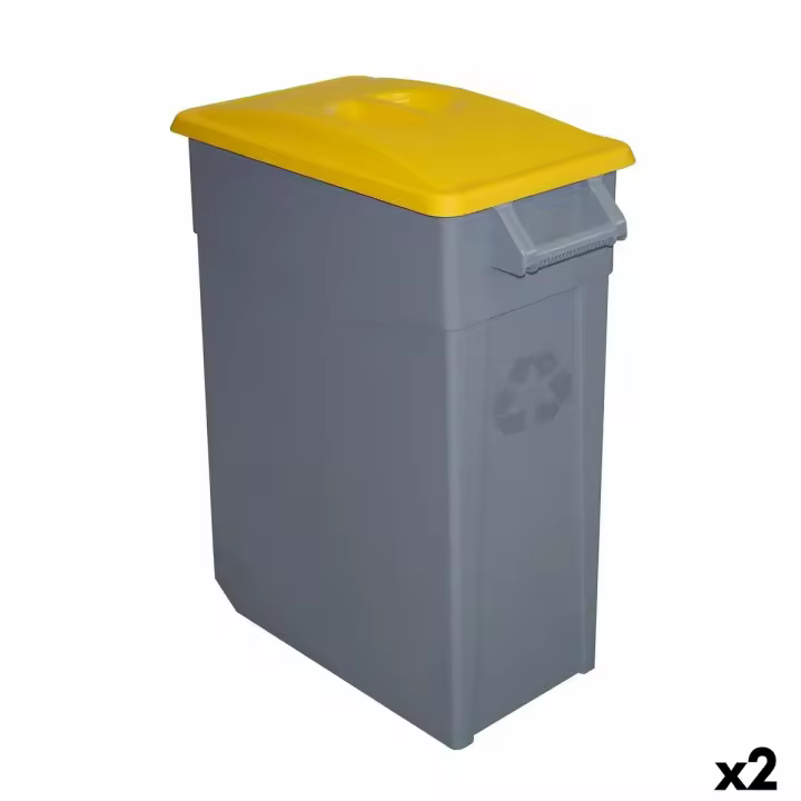 Cubo de Basura para Reciclaje Denox Amarillo 65 L (2 Unidades) - 1