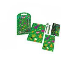 CRAZY DINO - Bumper con papelería de dinosaurios resistente para niños, estuche escolar portátil con lápices, rotuladores y gomas incluidos - details 1