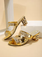 Sandalias Y Sandalias De Verano Para Mujer Con Tacón Medio Y Tacón Grueso Abiertas Con Rhinestones Tacón Alto Para Mujer - details 3