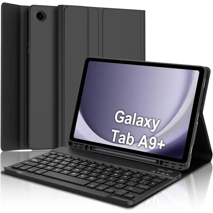 FGNS Funda con Teclado para Samsung Galaxy Tab A9+ 11'', Teclado Español Ñ Bluetooth Inalámbrico Desmontable con Funda y Portalápices para Samsung Galaxy Tab A9Plus 11 Pulgadas 2023(SM-X210/X216/X218), - 1