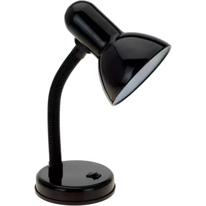 Lámpara de escritorio básica de metal con cuello de manguera flexible para oficina, sala de estar, dormitorio, dormitorio universitario, estantería, color negro - 1