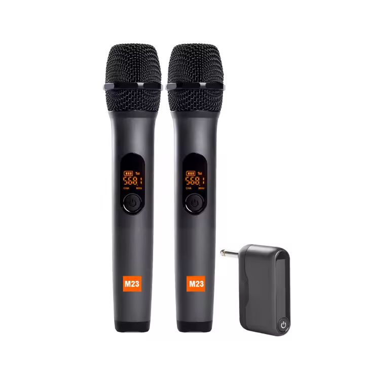 Micrófono Inalámbrico M23 UHF Sistema De Karaoke Con Receptor Recargable De 2 Canales Para Fiesta En La Iglesia Y Altavoz - 1
