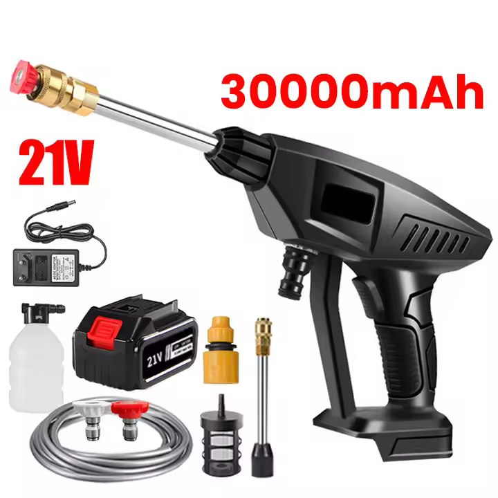 30000mAh 60Bar High Pressure Car Washer Gun Rechargeable Car Washing Gun Electric Water Gun Foam Machine for 21V Makita Battery - 1