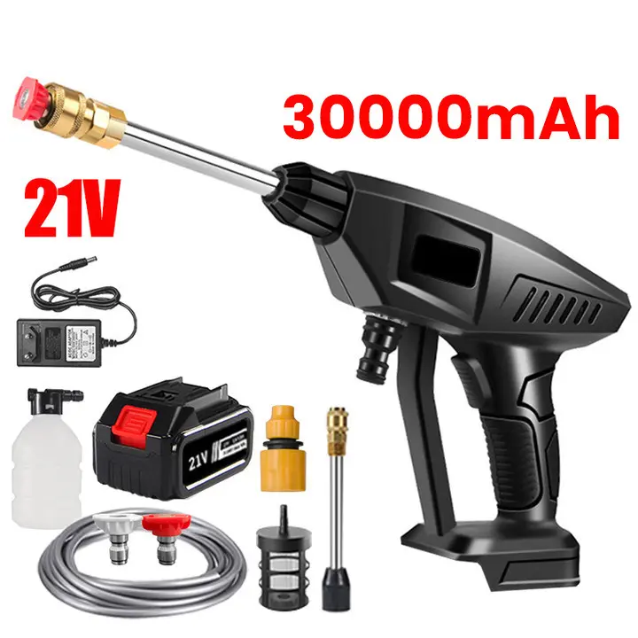 30000mAh 60Bar High Pressure Car Washer Gun Rechargeable Car Washing Gun Electric Water Gun Foam Machine for 21V Makita Battery - 1