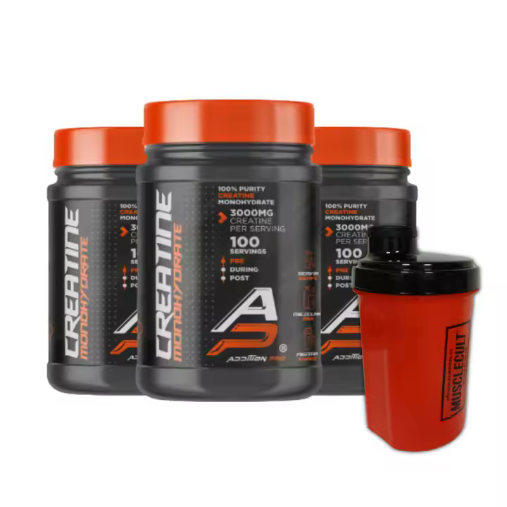 Pack 3 Creatinas Monohidrato 300g + Shaker (regalo) - Addition Pro│MUSCLECULT - 1