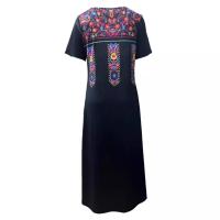 Vestido Largo Elegante Para Mujer Con Estampado Allover Manga Corta Y Rotura Para Primavera Verano Vestido De Fiesta Casual - details 24