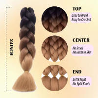 1 Paquete De Extensiones De Cabello Tejido Sintético Jumbo Ombre 24 Pulgadas Fibra De Alta Temperatura Para Crochet - details 1