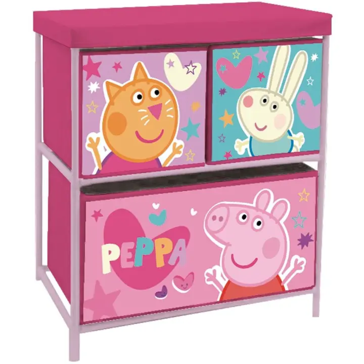 Arditex Estantería Almacenaje Peppa Pig 53x30x60cm 3 Cajones Organizador Juguetes - 1