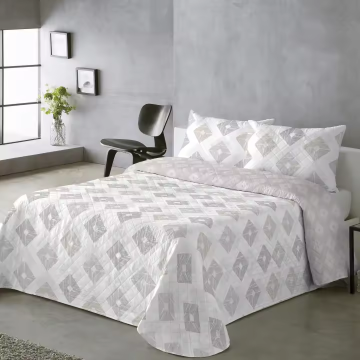 Colcha Doble Cara  Primavera Verano - Estampado Botánico con Tallos Lavanda y Flores en Relieve｜Tallos Lavanda Cama 90,  135 y 150 , Incluye 1-2 Fundas de Almohada Botánicas ,Poliéster Suave Antipilling y Secado Rápido - 1