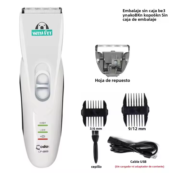Cortador De Pelo Para Perros Recargable CP6800 Con Cable USB (Sin Cargador) Máquina De Afeitar Para Peluquería De Mascotas - 1