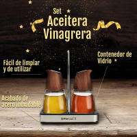 Percutti Legno - Set de Aceite y Vinagre de Acero Inoxidable y Madera, Diseño Elegante y Funcional - details 2