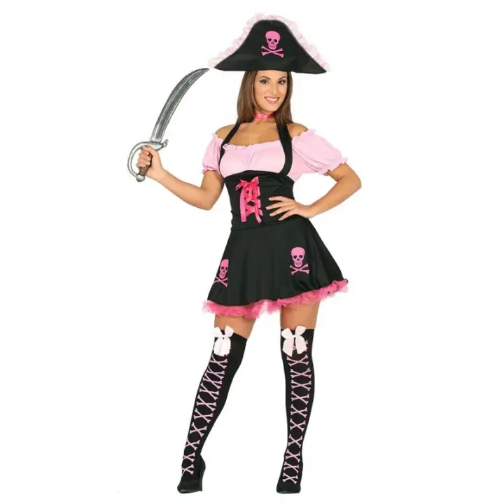 DISFRAZ DE PIRATA PINK SKULL ADULTA GUIRCA - 1