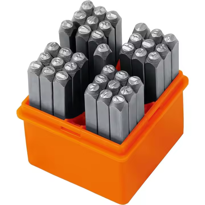 EasySpeed 37 pc Juego de sello de estampado 3 MM (A-Z & 0-9 corazón) para metal, cuero, madera, plástico, joyeria. Cincel y punzones de grabado de números y letras para manualidades y artesania - 1