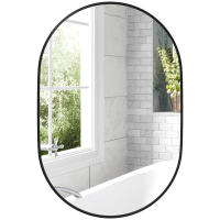 HOMCOM Espejo de Baño Espejo de Pared Espejo Decorativo con Marco de Aluminio y Gancho Fácil Instalación para Salón Entrada Pasillo Negro - details 0