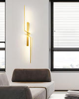 Lámpara De Pared LED Interior Con Interruptor De Enchufe Para Dormitorio Fondo De TV Negro Oro Lámpara De Pared Aluminio Para Pasillo - details 10