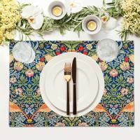 Mantelos De Lino Resistente Al Calor Con Estampado Floral De Pimpernel Y Pájaros Para Comedor Y Fiestas En Rojo Verde Azul - details 3