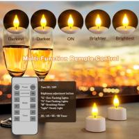 Velas de té recargables, 12 velas LED sin llama con temporizador de control remoto, luz de vela con cables de carga USB para el hogar, habitación, mesa, Halloween, decoraciones de Navidad - details 1