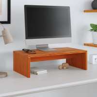 vidaXL Soporte de monitor madera maciza pino marrón cera 50x27x15 cm - details 2
