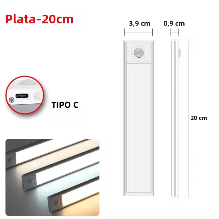 Luz De Sensor De Movimiento LED Luz Nocturna Sin Cable USB Para Armario De Cocina Dormitorio Iluminación Interior Rectangular Incluye Batería Recargable - 1